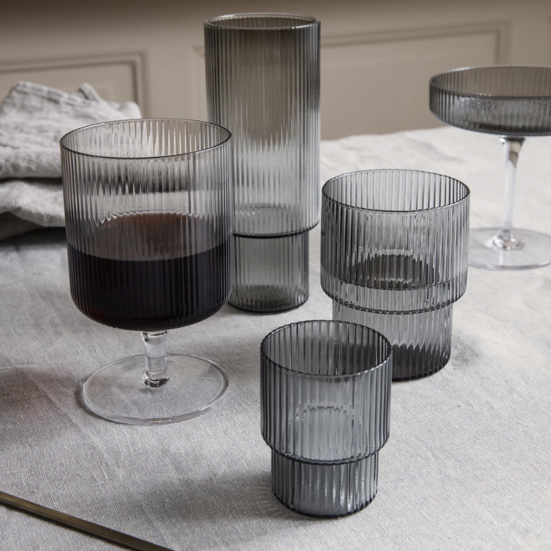 Ripple Wine Glasses | Smoked Grey | Set of 2
